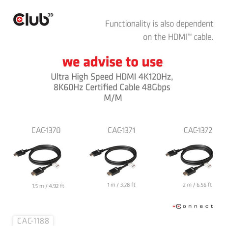 Club 3D Mini Displayport 1.4 til HDMI 8K60Hz M-F Adapter (sort)