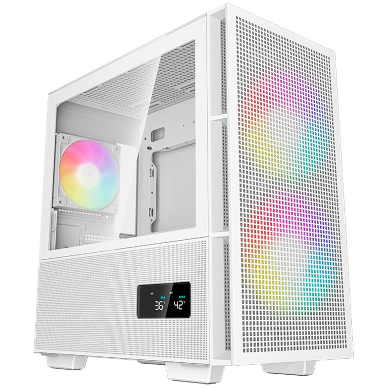 Deepcool ch360 digitalt mini tårnhus (hvid | 1x USB-A | 1x USB-C | RGB | hærdet glas)