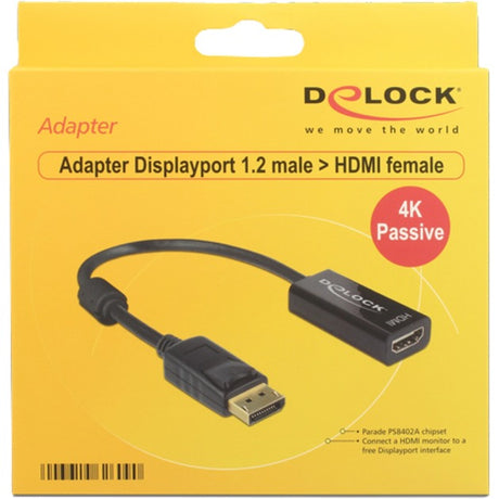Delock displayport 1.2 > hdmi-adapter (sort, 0,2 meter, 4k)