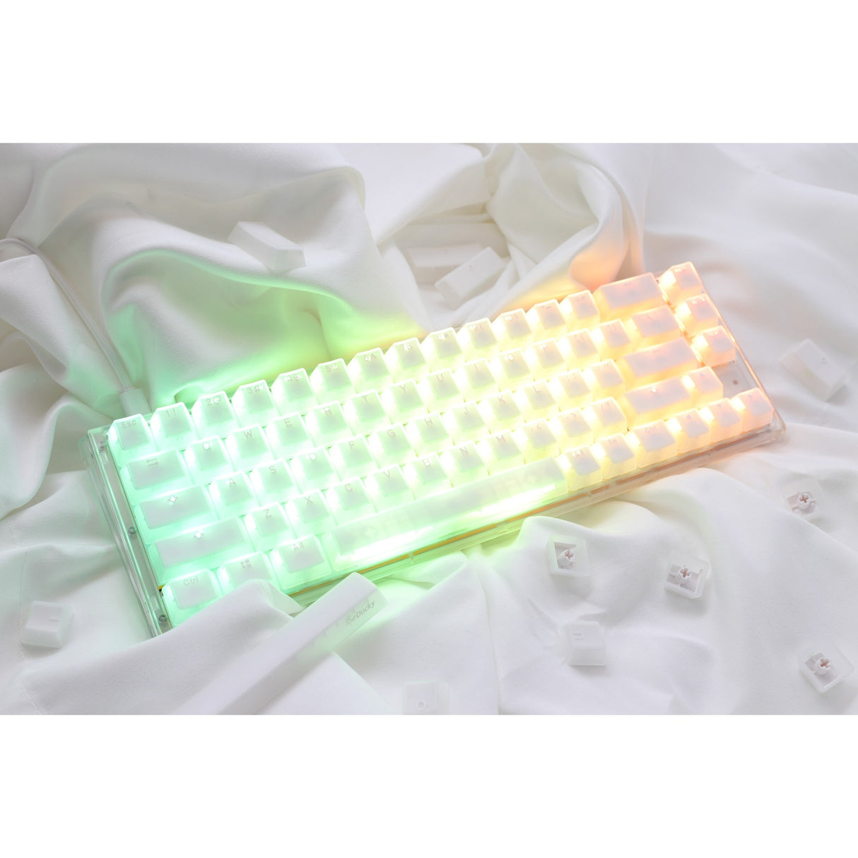 Ducky one 3 sf aura hvid rgb mekanisk tastatur (hvid, us layout (qwerty), cherry mx brown, 65%, abs double shot, hot swap)