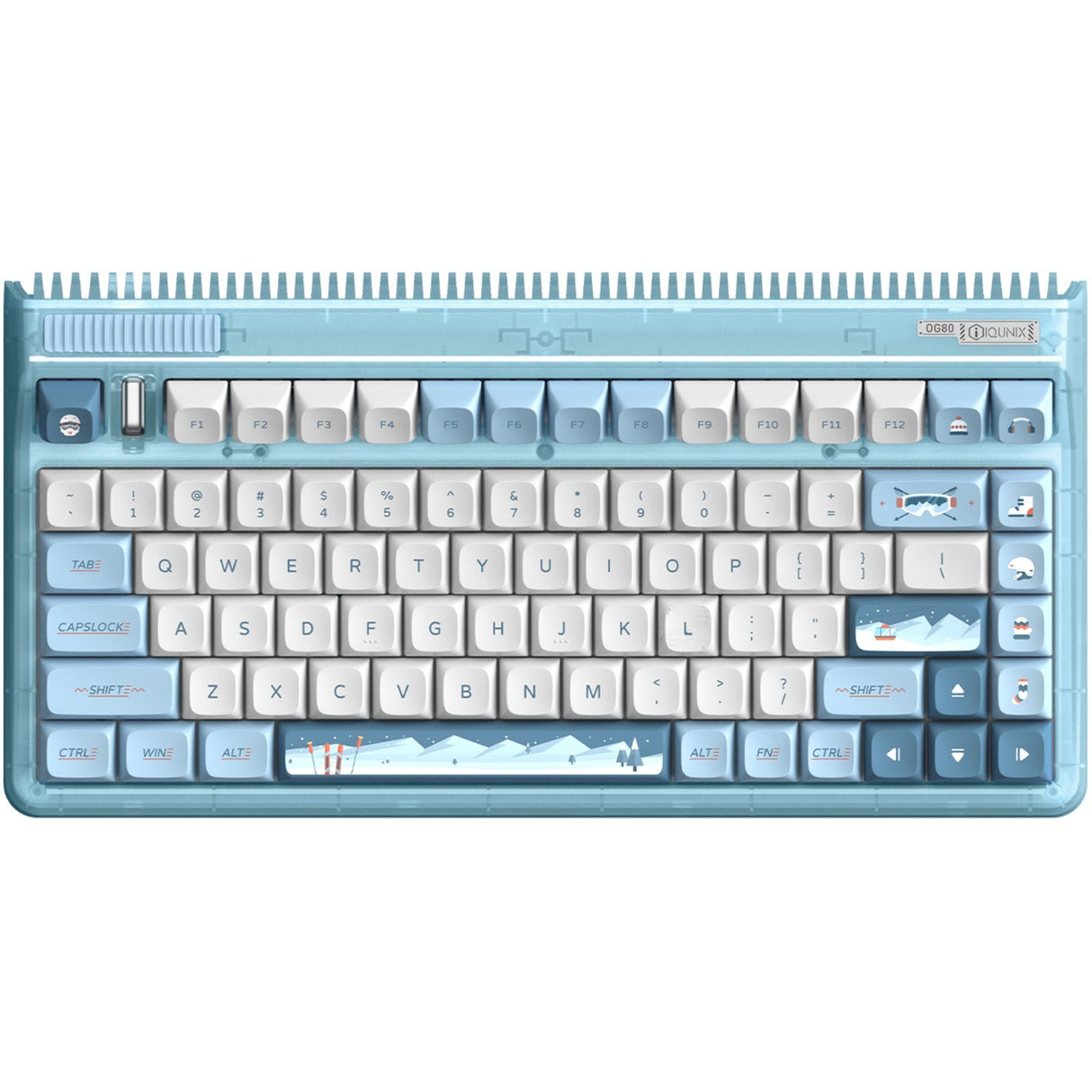 Iqunix og80 wintertide trådløst mekanisk tastatur (lyseblåt, us-layout (qwerty), iqunix moonstone, 80% (tkl), rgb-lysdioder, hot-swappable, pbt, 2.4ghz | bluetooth 5.1 | usb-c)