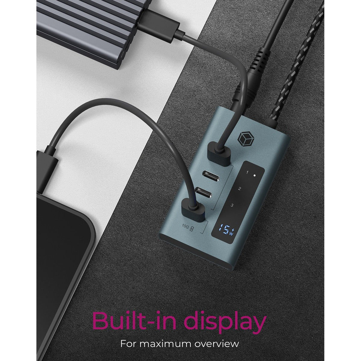 Icy box ib-hub1454-c31 USB-hub (grå blå-grå, 4x USB-C 3.2 (10 Gbit s))