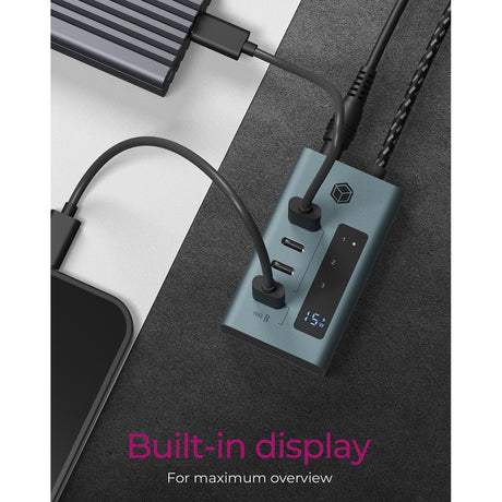 Icy box ib-hub1454-c31 USB-hub (grå blå-grå, 4x USB-C 3.2 (10 Gbit s))