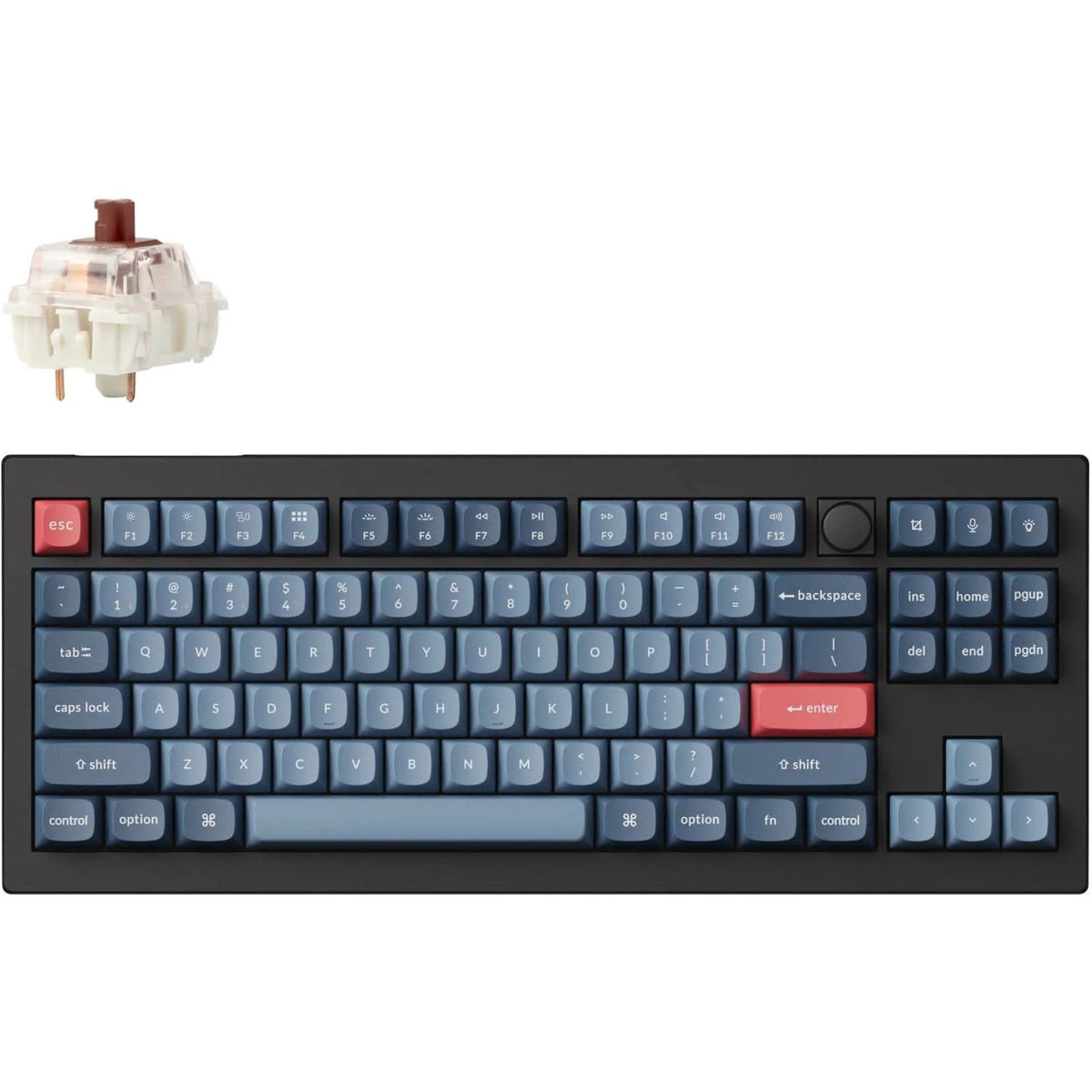 Keychron v3 max-d3 rgb mekanisk tastatur (sort, us layout (qwerty), gateron jupiter brown, 80% (tkl), rgb lysdioder, double-shot pbt, hot swap, 2.4 | bluetooth | usb-c, knap)