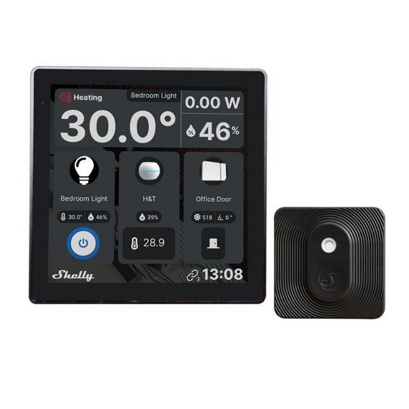 Shelly wall display + blu ht kit kontrolpanel (sort)
