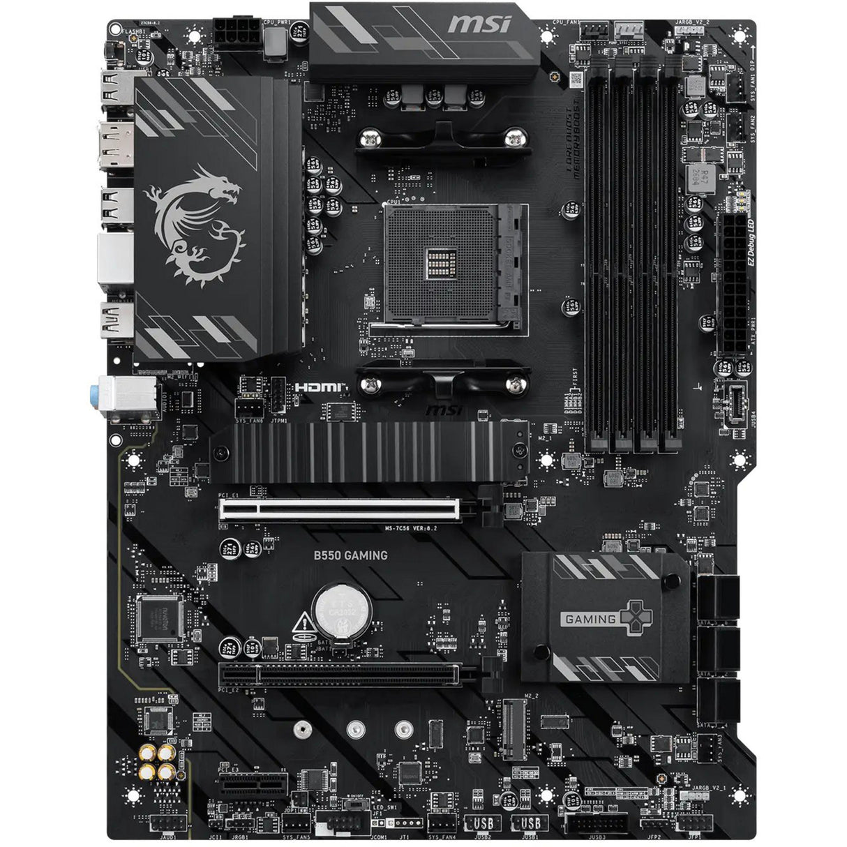Msi b550 gaming socket am4 moederbord (zwart zilver, raid, gb-lan, sound, atx)