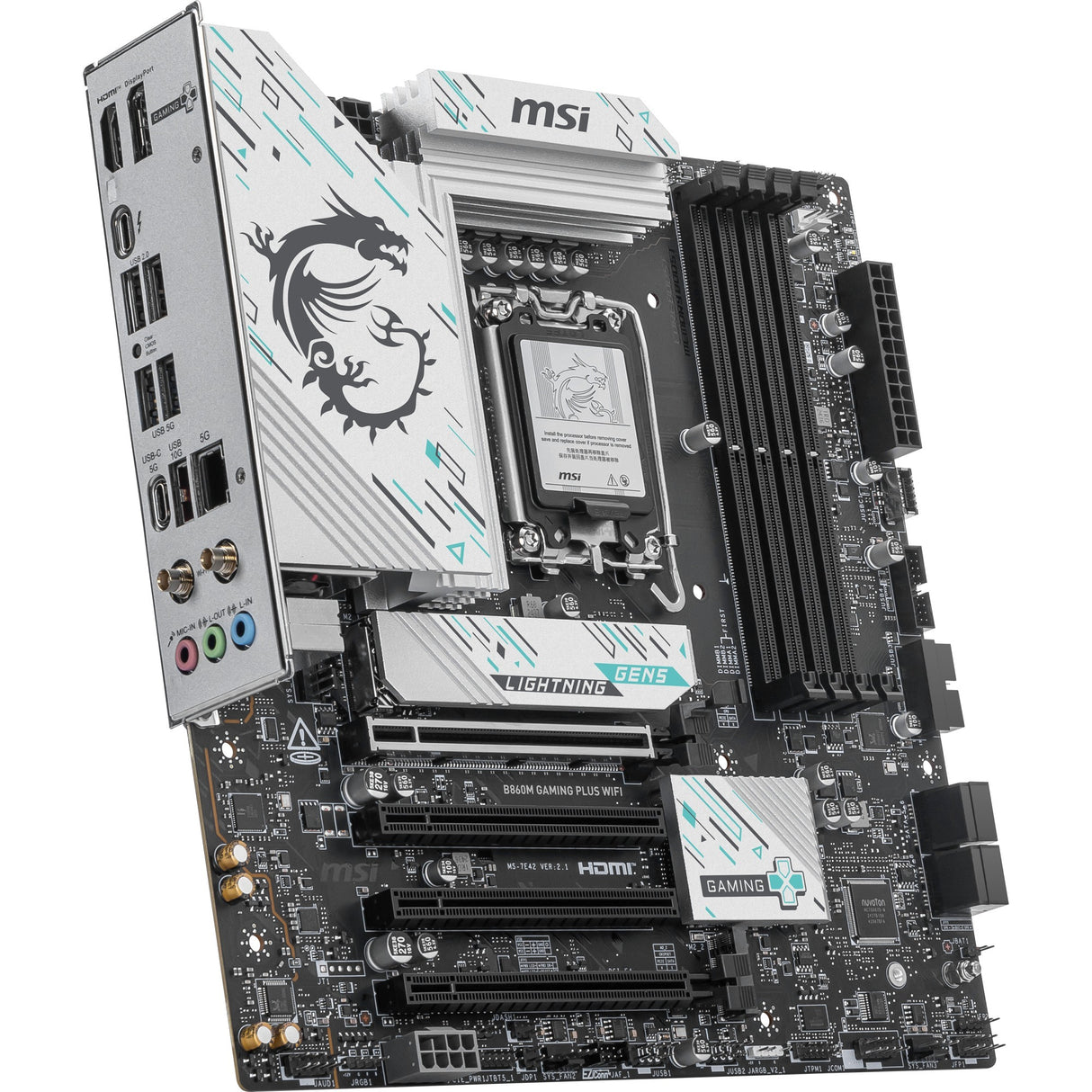 MSI B860M Gaming Plus WiFi Socket 1851 bundkort (RAID, 5GB-LAN, WiFi 7, BT, lyd, µATX)