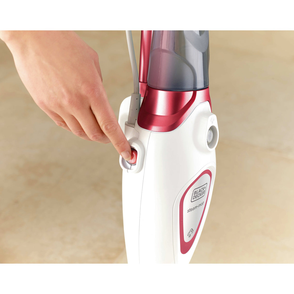 Black+decker bds1616r 1600w dampmoppe med 2 dampklude damprenser (hvid rød)