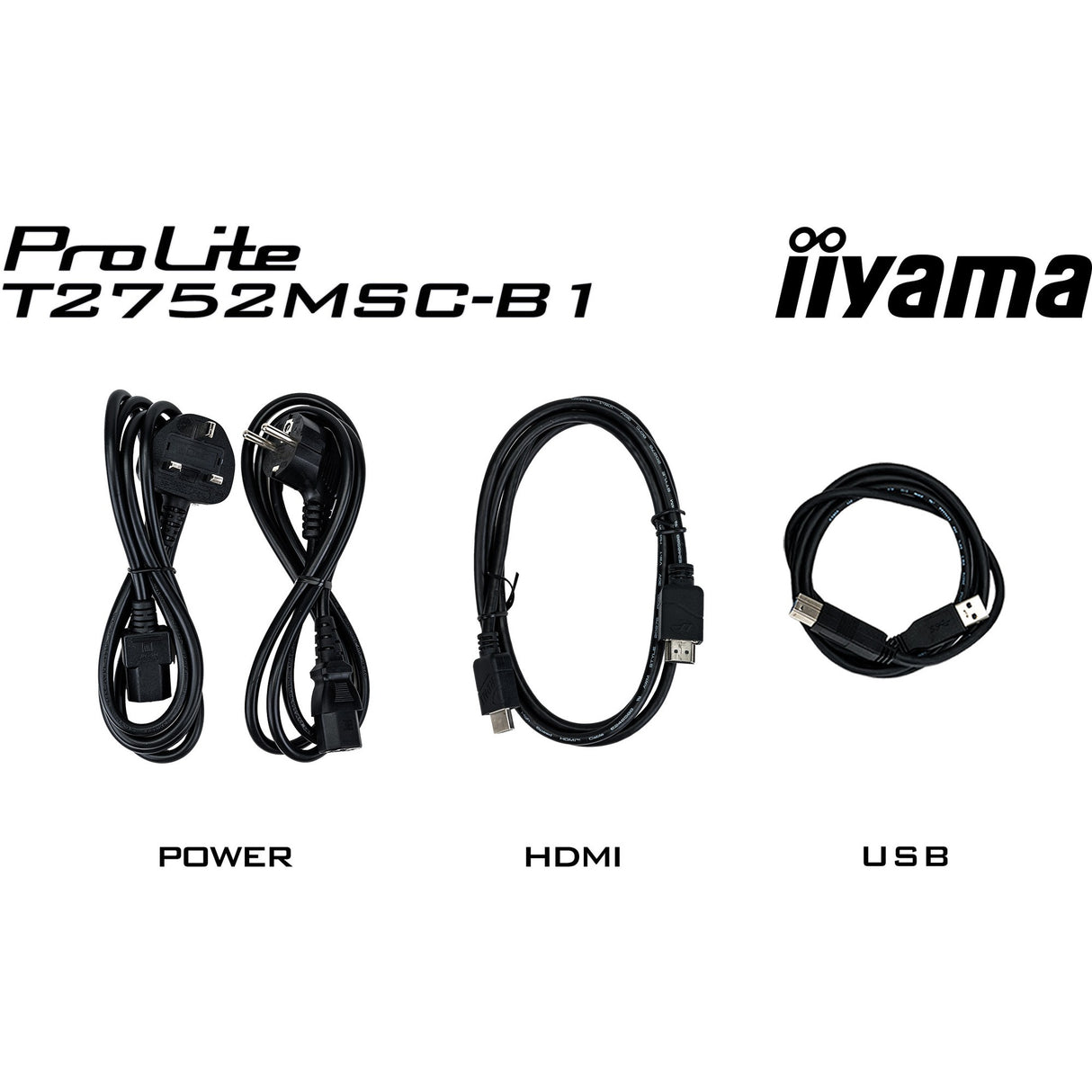 Iiyama prolite t2752msc-b1 27 touchscreen-skærm (sort, HDMI, skærmport, 2x USB-A, USB-B)