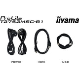 Iiyama prolite t2752msc-b1 27 touchscreen-skærm (sort, HDMI, skærmport, 2x USB-A, USB-B)