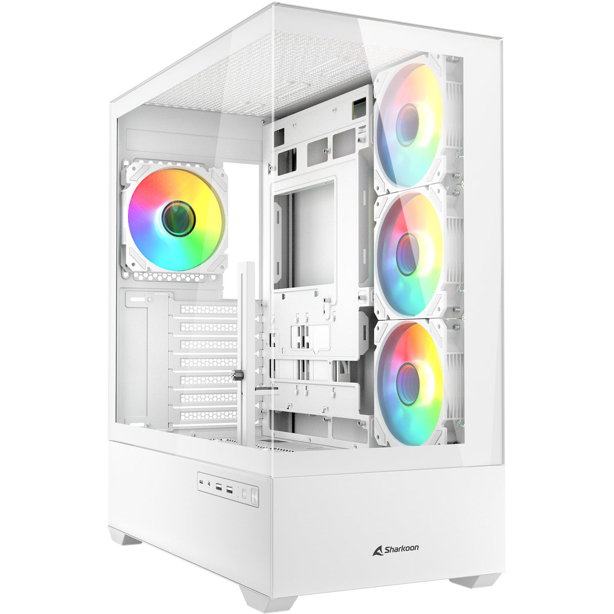 Sharkoon ak6 rgb midi tårnhus (hvid | 2x usb-a | 1x usb-c | rgb | hærdet glas)
