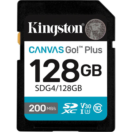 Kingston canvas go! plus SDXC 128 GB hukommelseskort (sort, klasse 10, UHS-I U3, V30)