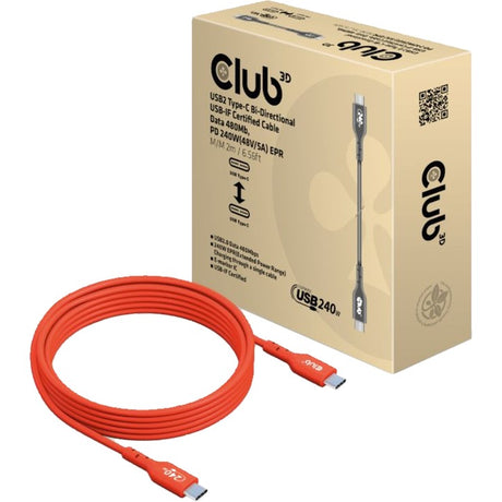 Club 3D USB-C 2.0 tovejskabel (orange, 2 meter, 240 W)