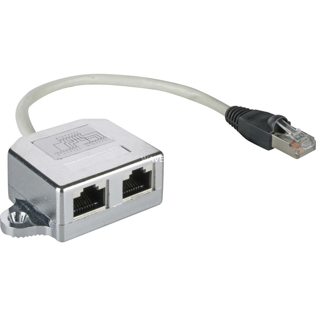 Goobay kabel splitter rj45 cat.5 f utp t adapter (sølv, 2x rj45)