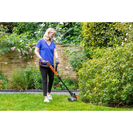 Black+decker 18v trimmer med 2 knive og batteri græstrimmer (sort orange, 25 cm, batteri inkluderet)