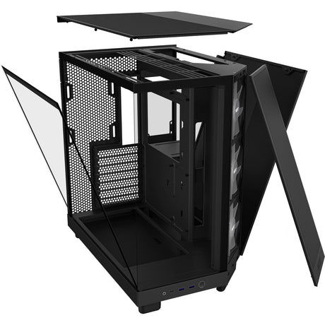 Nzxt h6 flow rgb midi tårnhus (sort | 2x usb-a | 1x usb-c | rgb | hærdet glas)