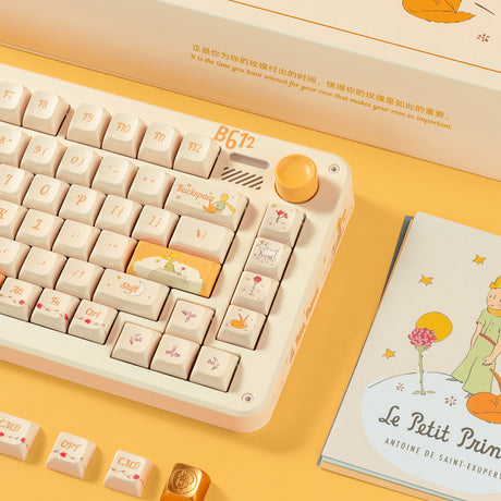 Iqunix zx75 sunset ponder trådløst mekanisk tastatur (lysegul, us-layout (qwerty), iqunix little prince, 75%, rgb-lysdioder, hot-swappable, double-shot pbt, 2,4ghz | bluetooth 5.1 | usb-c)