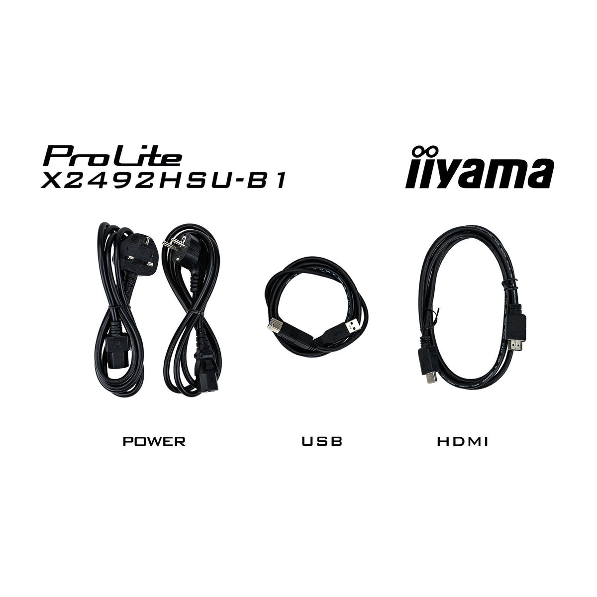 Iiyama prolite x2492hsu-b1 24 skærm (sort (mat), HDMI, skærmport, 2x USB-A)