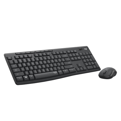 Logitech mk295 lydløst trådløst tastatur og mus combo desktop sæt (sort, us-internationalt layout (qwerty), 100%)