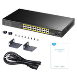 Cudy 24-gbe poe+ switch med 2 uplink sfp (sort)