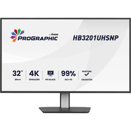 Iiyama prographic hb3201uhsnp-b1 31.5 4k uhd-skærm (sort (mat), hdmi, displayport, usb-c, lyd)