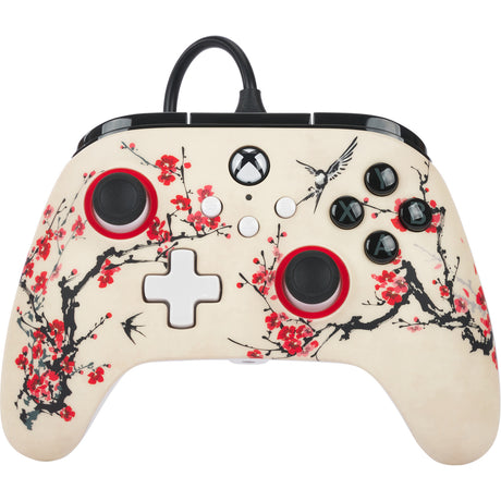 Powera advantage controller med kabel til xbox series x|s - warrior's nirvana (magnolia white, xbox series x|s, xbox one, pc)