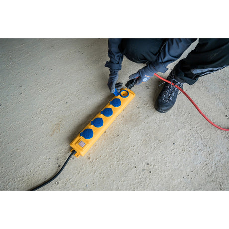 Brennerstuhl super-solid SL 554 the IP54 table socket block 5-way yellow blue 2m H07RN-F3G1.5 with switch