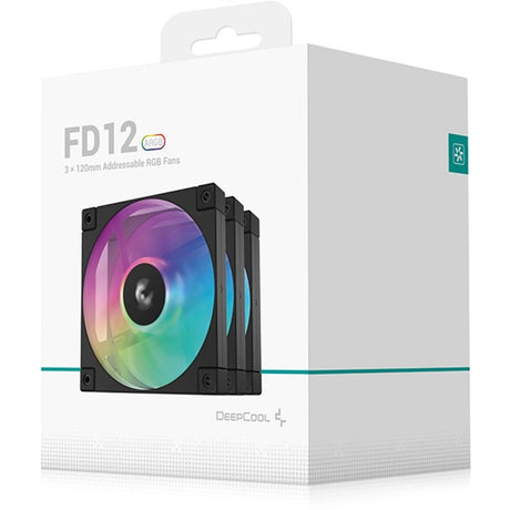 Deepcool fd12 argb kabinet blæsere (sort, 3 stk, 120 x 120 x 25 mm, pwm, 3 stk, 4-benet pwm ventilatorstik)