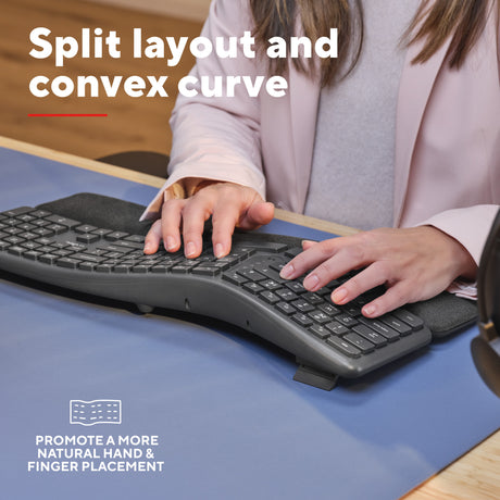 Trust Keyra ergonomisk trådløst tastatur (sort, amerikansk layout (QWERTY), 100 %, 2,4 GHz USB | Bluetooth)