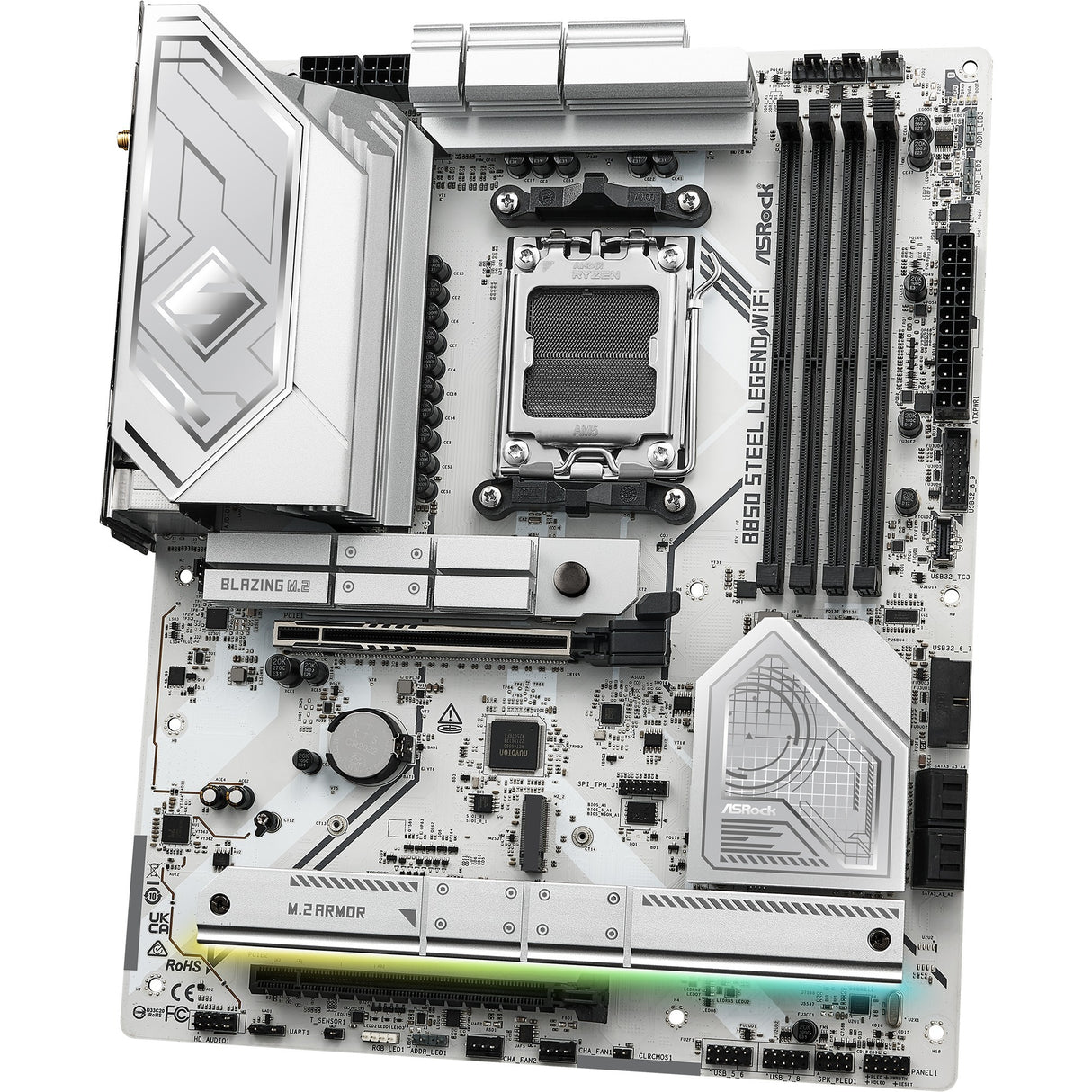 Asrock B850 Steel Legend WiFi Socket AM5 bundkort (RAID, 2,5 GB-LAN, WiFi 7, BT, lyd, ATX)