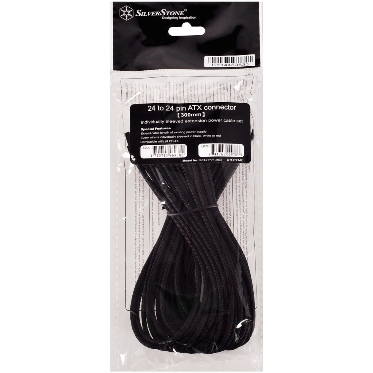 Silverstone 24-benet ATX forlængerkabel (sort, 30 centimeter, pp07-mbb)