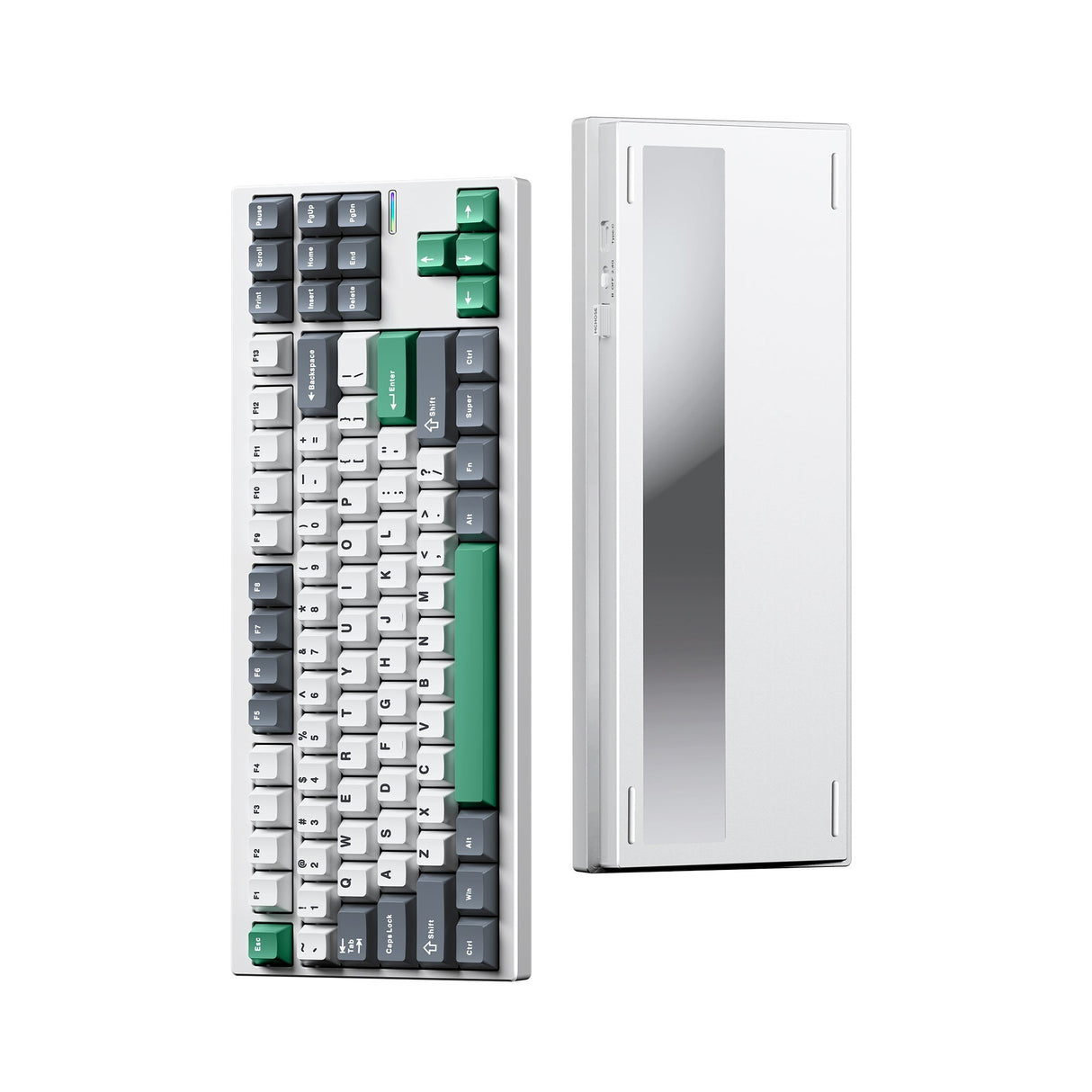 Mchose gx87 lite: hvid nano spraying matcha latte v2 aluminium specialtilpasset mekanisk tastatur (hvid, huano matcha latte v2, rgb, hot swap, double-shot pbt, trådløs | bluetooth | usb-c)