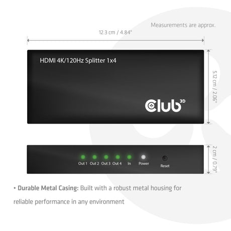 Club 3D HDMI splitter 1x > 4x HDMI 4K 120Hz (sort)