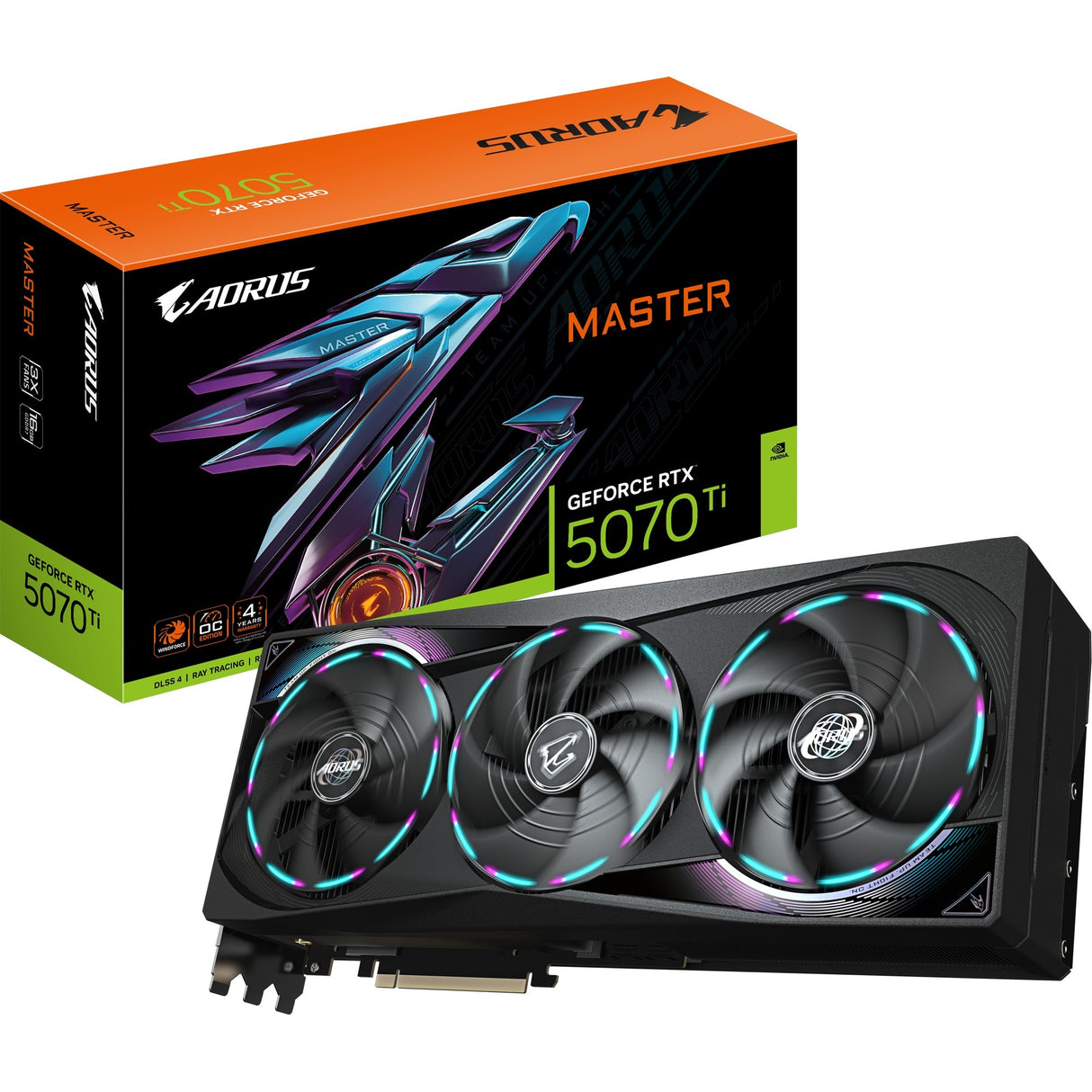 Gigabyte Aorus GeForce RTX 5070 Ti Master 16G grafikkort (3x Display Port, 1x HDMI)