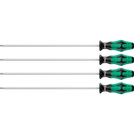 Wera 367 4 torx® hf kraftform plus skruetrækkersæt med holdefunktion med 300 mm lange klinger (sort grøn, 4 stk.)
