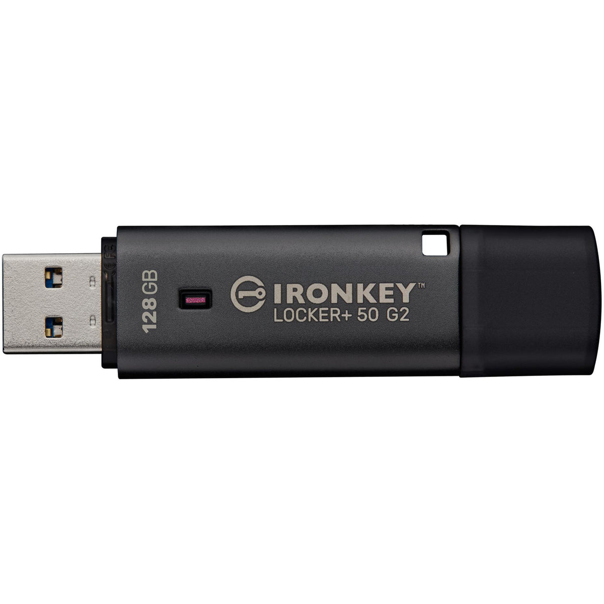 Kingston ironkey locker+ 50 g2 usb flash drive 128 gb usb-stick (antraciet, usb-a 3.2 gen 1)
