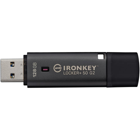 Kingston ironkey locker+ 50 g2 usb flash drive 128 gb usb-stick (antraciet, usb-a 3.2 gen 1)