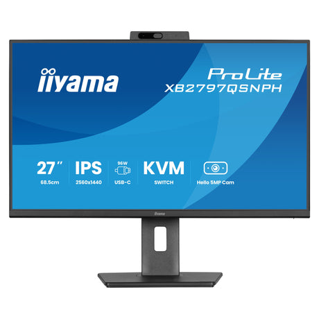 Iiyama prolite xb2797qsnph-b1 27 skærm (sort, hdmi, displayport, usb-c, lan, lyd, webcam)