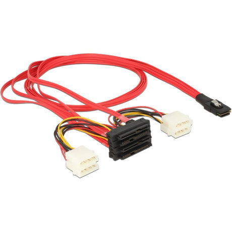 Delock mini SAS SFF-8087 > 4 x SAS SFF-8482 + strømadapter (rød sort, 1 meter)