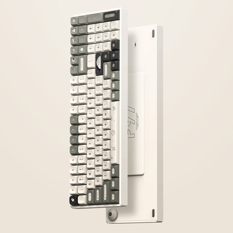 Iqunix f97 hitchhiker trådløst mekanisk tastatur (grå, us-layout (qwerty), cherry mx brown, 96%, rgb-lysdioder, hot-swappable, pbt, 2,4ghz | bluetooth 5.1 | usb-c)