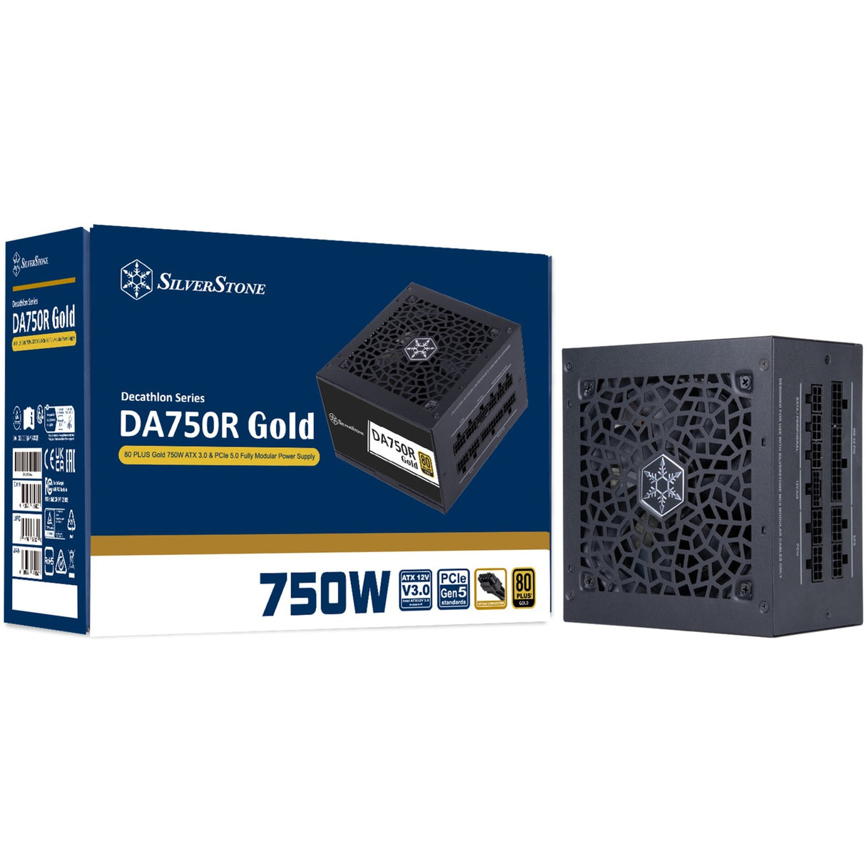 Silverstone da750r guld modulær 750 watt strømforsyning (sort, 4x pcie)