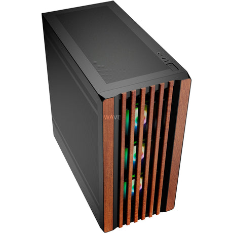 Sharkoon rebel c70m rgb midi tårnhus (sort træ farve | 2x usb-a | 1x usb-c | rgb)
