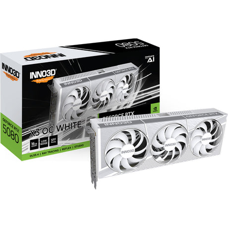 Inno3d n50803-16d7x-17605211 geforce rtx 5080 x3 oc hvid, atx, 16 gb, gddr7, 256-bit, pcie 5, 360w