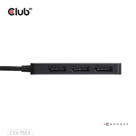 Club 3D USB-C til Triple DisplayPort MST Hub (sort, 4K60Hz)