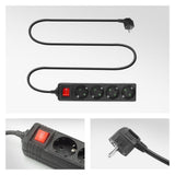 Act connectivity act strømskinne med lysende kontakt, 4 stikkontakter, 2 m, sort ac2440