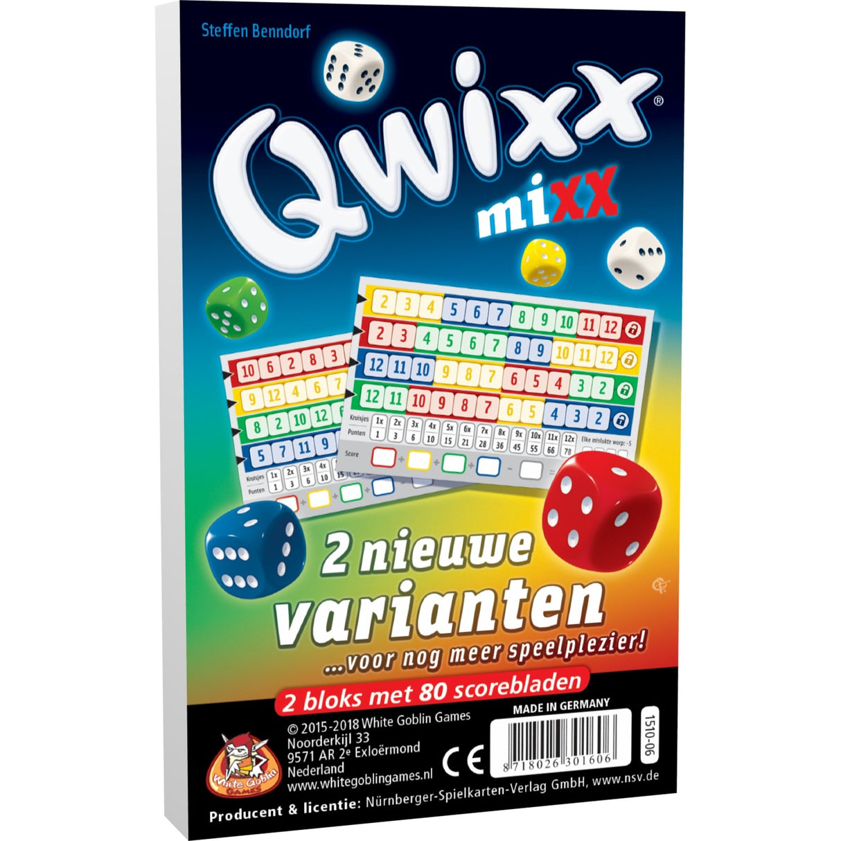 White goblin spil qwixx mixx terningespil (hollandsk, udvidelse, 2 - 5 spillere, 15 minutter, fra 8 år)