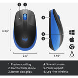 Logitech m190 trådløs mus i fuld størrelse (blå, 1000 dpi)
