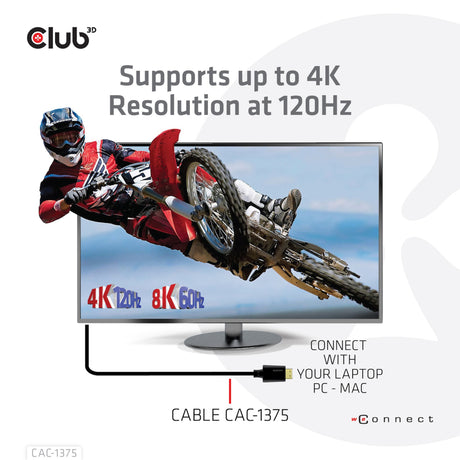 Club 3D ultra højhastigheds HDMI 2.1 certificeret kabel han-han (sort, 5 meter, 4K 120Hz, 8K 60Hz, 48Gbps)