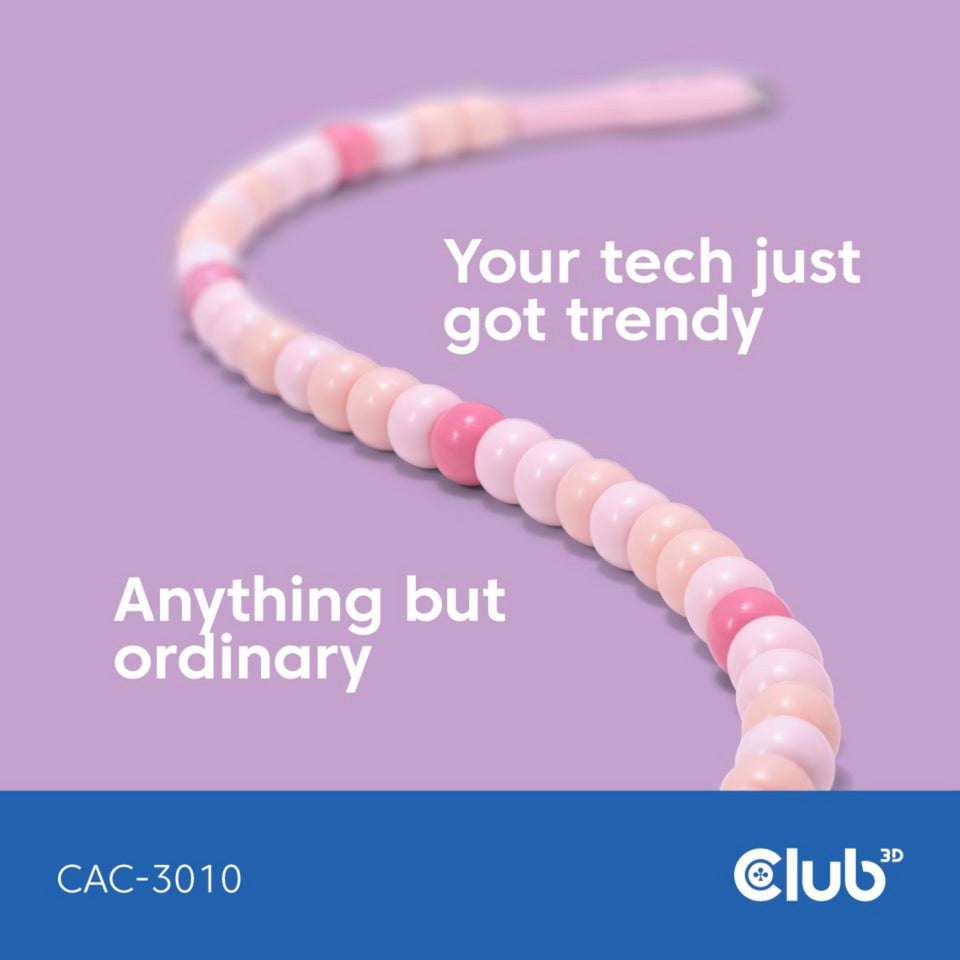 Club 3D USB-C perlekabel pink, 2 meter kabel (pink)