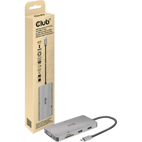 Club 3D USB Gen 1 Type-C 9-i-1 Hub-dockingstation (grå)